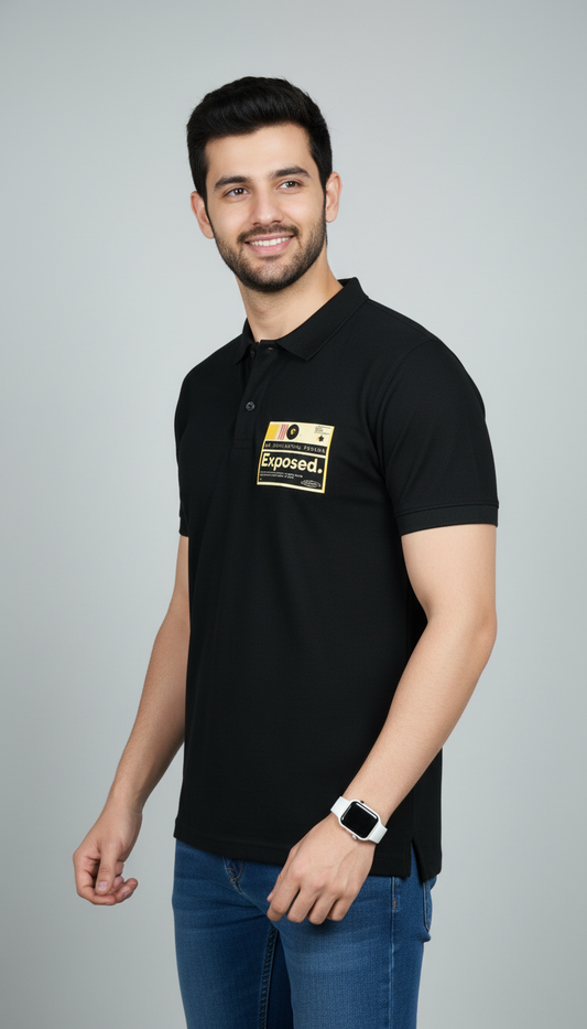 Bottle Green Polo Printed T-Shirt