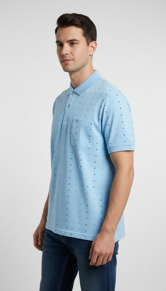 Blue Polo Printed T-Shirt