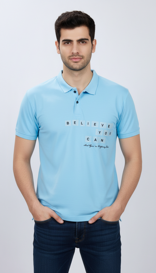 Blue Polo Printed T-Shirt